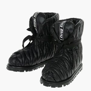 Miu Miu black padded matelasse boots, size 37